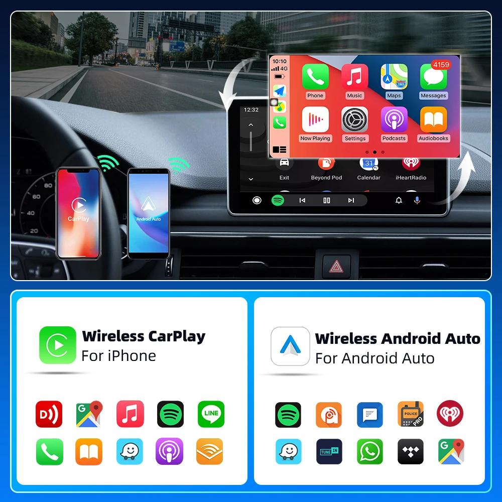 Kebidumei Wireless Android Auto Adapter Wired To Wireless Carplay 2in1 Smart AI Box Plug and Play For Car With Wired CarPlay