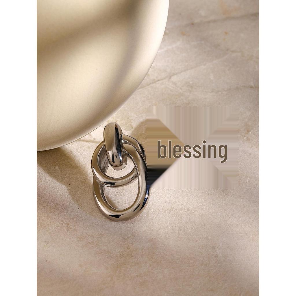 18k Gold Stainless Steel Retro Wrap-around Earrings, Simple Hollow Titanium Steel Design.