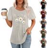Ladies' Fashionable Casual Pleated Round Neck Casual Short Sleeved T-shirt Top