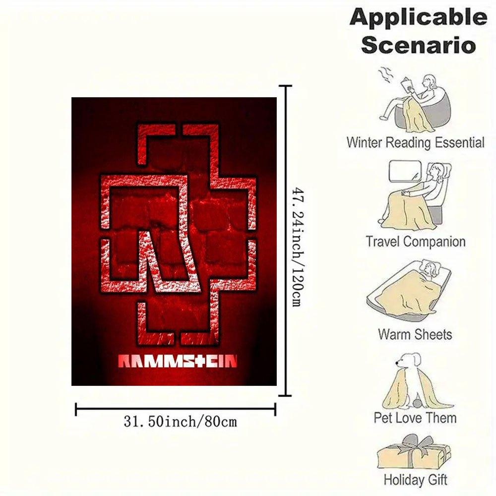 Rammstein Logo T-Shirt Men's Women's Unisex Fit Black Red WhiteBlanket Flannel Throw Blanket for Sofa, Bed, Travel, Camping, Office, Couch,