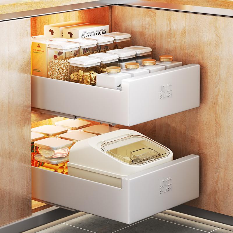 Pull Out Cabinet Organizer Fixed Slide Out Pantry Shelves, Heavy Duty Sliding Drawer Pantry Shelf