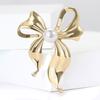 Delicate Alloy Glossy Pearl Bow Brooch Elegant Temperament Women'S Clothing Corsage Jewelry Pin