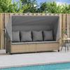 VidaXL Chaise Longue avec Auvent et Coussins, Siège avec Dossier, Transat avec Housse Jardin Terrasse Patio, Moderne, Beige 368356