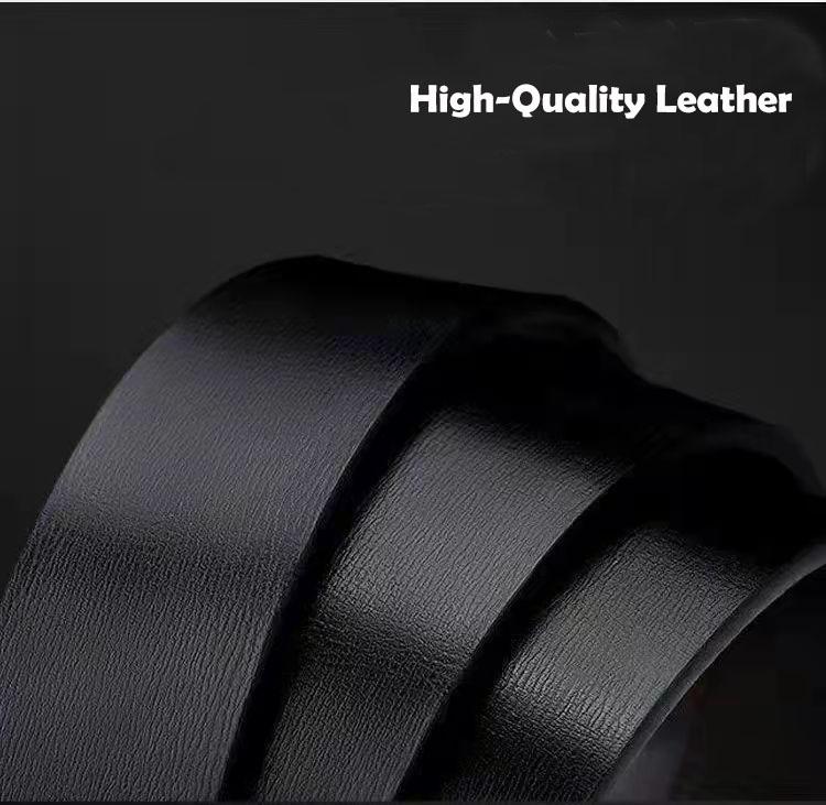 New Men High Quality Belt Automatic Buckle Black Leather Men's Belt