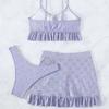 Solid Bikini Set High Waist Mesh Beach Style Swimwear Women Three-piece Flounce Summer Swimsuit Biquini Bathing Suit