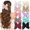 BABY BOWS 1Pcs Girls Solid Color Satin Butterfly Barrettes Fresh Color Hairbows Ponytail Clip Women Travelling Dress Up Headwear