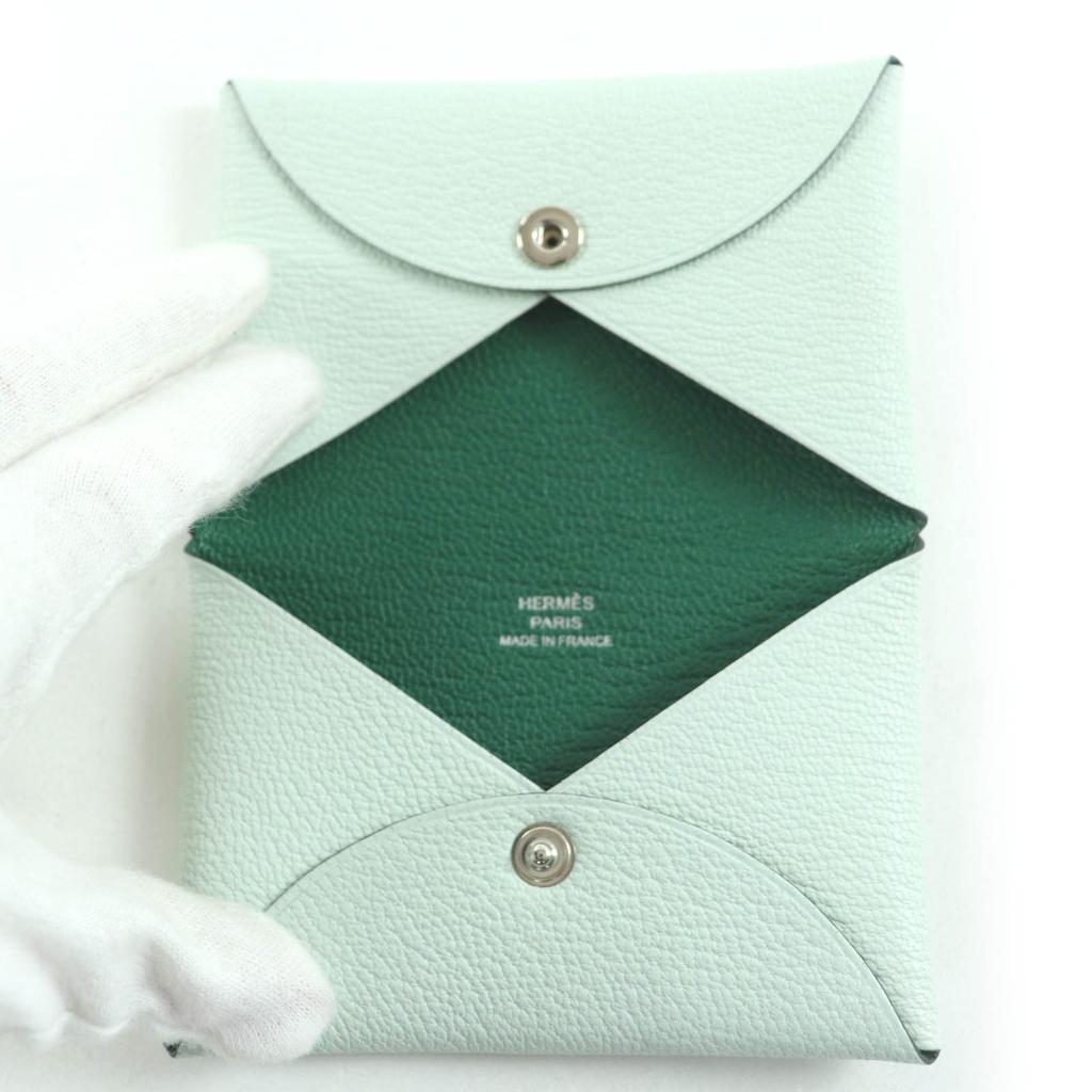 Pristine HERMES Card Case Calvi By color Epsom Leather Women Used