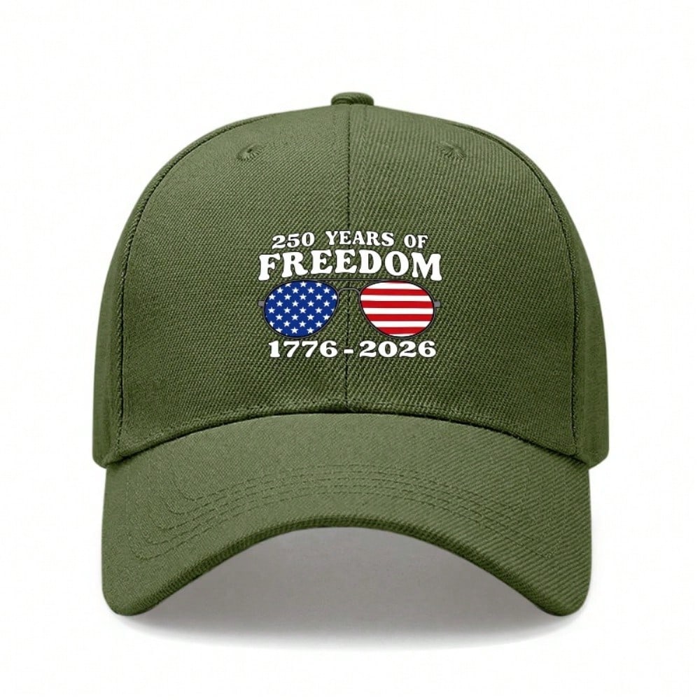 Patriotic Baseball Cap - 250Th Anniversary Unisex Letter "FREEDOM" Print Black Polyester Adjustable Breathable Lightweight Sun Protection Curved Brim