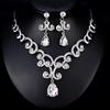 Lady Fashion Rhinestone Pendant Earrings Necklace Luxury Bridal Jewelry Set