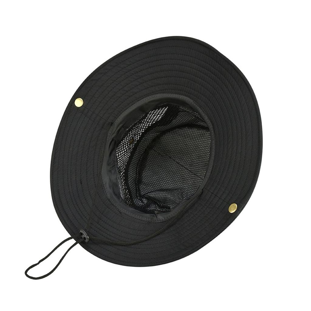Мужская шляпа рыбака летняя уличная для рыбалки солнцезащитная с защитой лица от УФ-лучей с большими полями черная