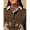 INMAN Women's Fair Isle Jacquard Cardigan Sweater