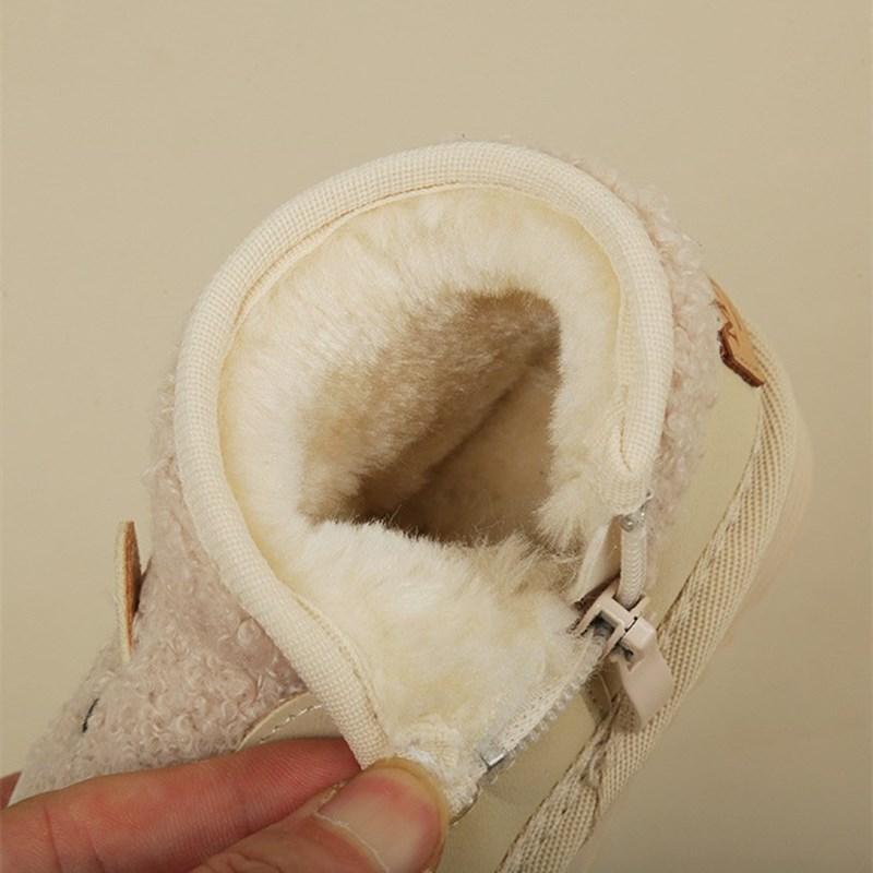 Winter Baby Snow Boots Leather Cute Sheep Pattern Boys Shoes Warm Plush Soft Sole Toddler Girls Boots 15-25