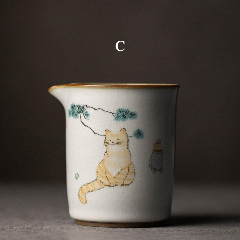 300 мл Ru Kiln Fair Cup Cute Cat Tea Divider Ceramic Even Cup Gong Cup