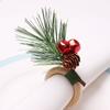 6pcs Artificial Napkin Holder Wooden Napkin Buckle Christmas Pine Needle Napkin Ring  Kitchen