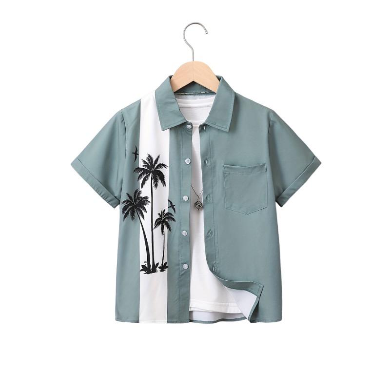 Boys Beach Hawaii Shirt Short Sleeve Button Down Comfy Loose Breathable Summer Holiday Shirt Clown Print Tops Collar Shirts