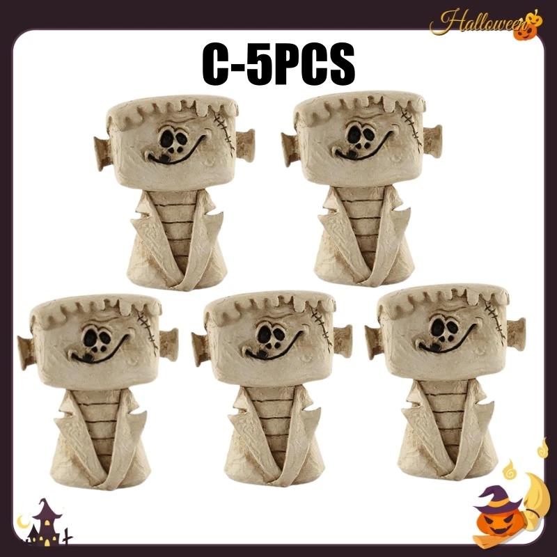 Cartoon Pumpkin Ghost Resin Craft Miniature Sculpture Cute Spooky Scene Decor Tabletop Ornament Home Party Halloween