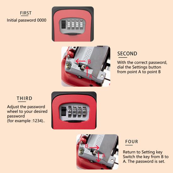 1 комплект ящика для ключей с подвесным крючком. 4-значный пароль. Высокая твердость. Хорошая безопасность. Быстрый сброс. Противоугонный настенный ключ. Безопасный комбинированный замок для дома.