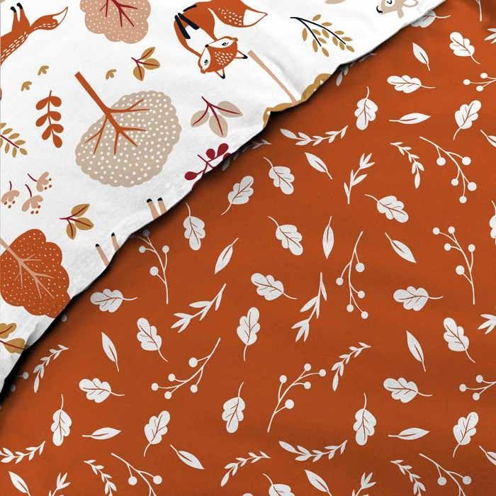 Housse De Couette + Taie - Rox Le Renard - 140 X 200 Cm - 100% Coton - Réversible