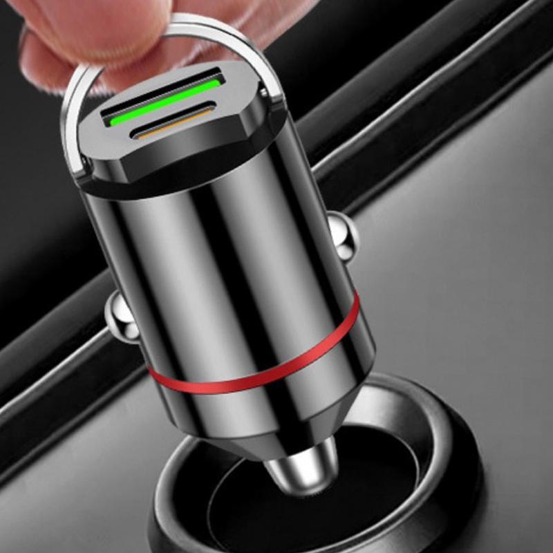 Автомобильное зарядное устройство из алюминиевого сплава PD30W Mini Pull Ring 100W Автомобильное зарядное устройство для прикуривателя