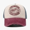 Unisex Retro Washed Letters Motor Print Baseball Cap Adjustable Sun Hat Spring Summer Outdoor Sun Protection
