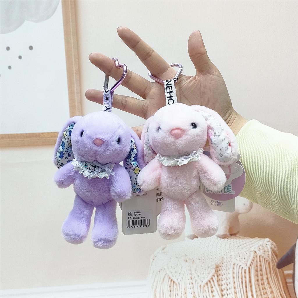 Rabbit Cartoon Plush Keychain Toy Animal Keyring Stuffed Doll For Kids Gift