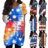 Женский топ с принтом флага Дня независимости, V-образным вырезом, карманом средней длины и коротким рукавом