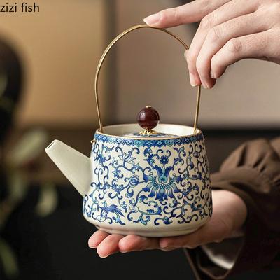 Керамический чайник Один чайник Сине-белый Набор для чая Кунг-фу Заварник для чая Фильтрующий чайник Заварочные чайники Бытовая чайная посуда