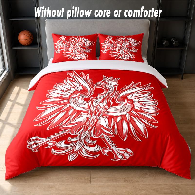 Poland Design Bed Bedding Set 1 Duvet Cover + 2 Pillowcases Soft Breathable Household Bed Linens