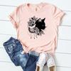 Футболка с цветочным котом, собакой, домашним животным, модная футболка, одежда 90-х годов, милый милый стиль, тренд, повседневная женская футболка с коротким рукавом и принтом, женская футболка с рисунком