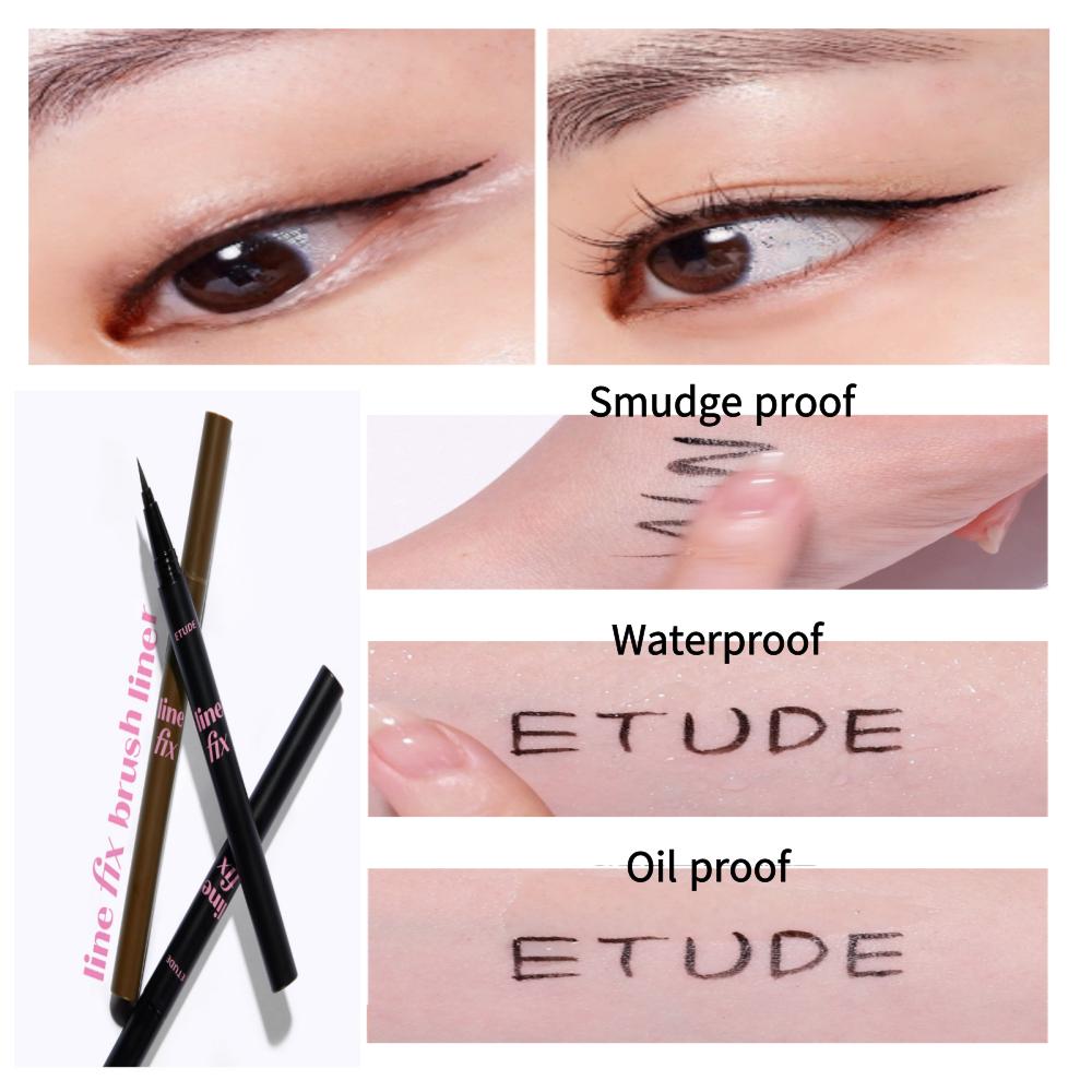 ETUDE NEW LINE FIX BRUSH LINER | Фиксированная подводка для глаз / черный или коричневый | Устойчивость к размазыванию / Водонепроницаемость / Маслостойкость / Универсальная кисть-лайнер