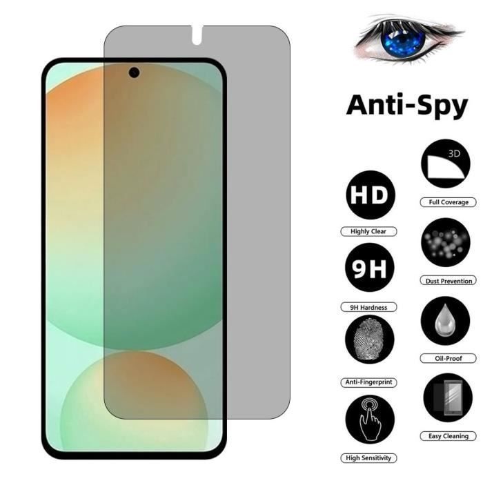 Защитная пленка - для Samsung Galaxy S24 FE - Закаленное стекло - Антишпион - Комплект из 3 штук