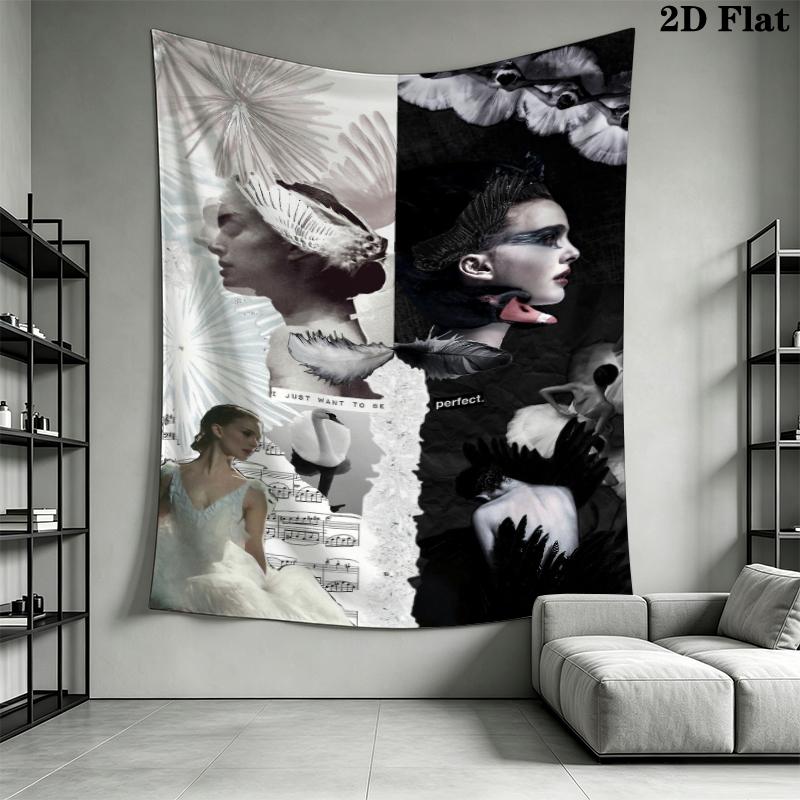 Black swan Wall Tapestry Aesthetic Wall Hanging Printed Fabric Blanket Decorative Tapestries for Bedroom Living Room Home Decor