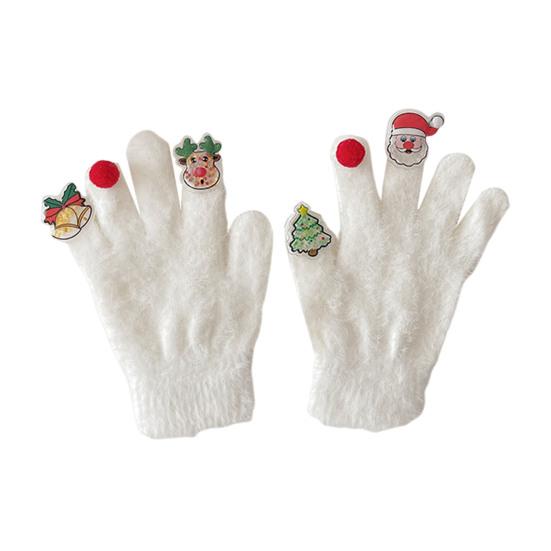 1 пара рождественских вязаных перчаток для мужчин и женщин, зимние теплые толстые плюшевые перчатки с Рождеством