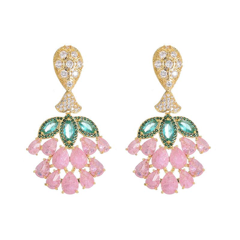 Серьги из серебра 925 пробы с иглами и трендовыми виноградными серьгами для женщин, цветные серьги с цирконием, темпераментные серьги, женские аксессуары для ушей