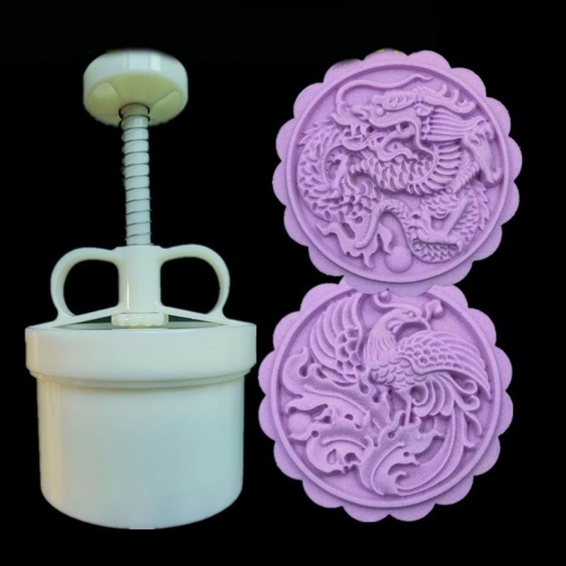 Фестиваль DIY Штамп для печенья Узор Драконы Фениксы Формы для лунных пряников Практичный набор штампов для печенья для фестивального угощения своими руками