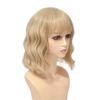Synthetic Hair Yellow Blonde Wigs for Women Short Wavy Curly Wig with Bangs Water Wave Wig Daily Girls Cosplay Halloween Party