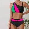 Women's Swimwear Tankini 2 Piece Swimsuit Red Green Curved Pattern Print Vacation Bathing Suits