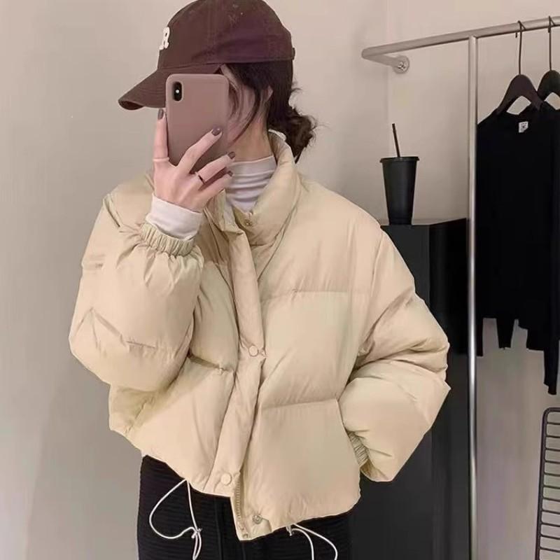 Womens Short Cotton Puffer Jacket Stand Collar Loose Slim Thick Warm Winter Coat Petite Women