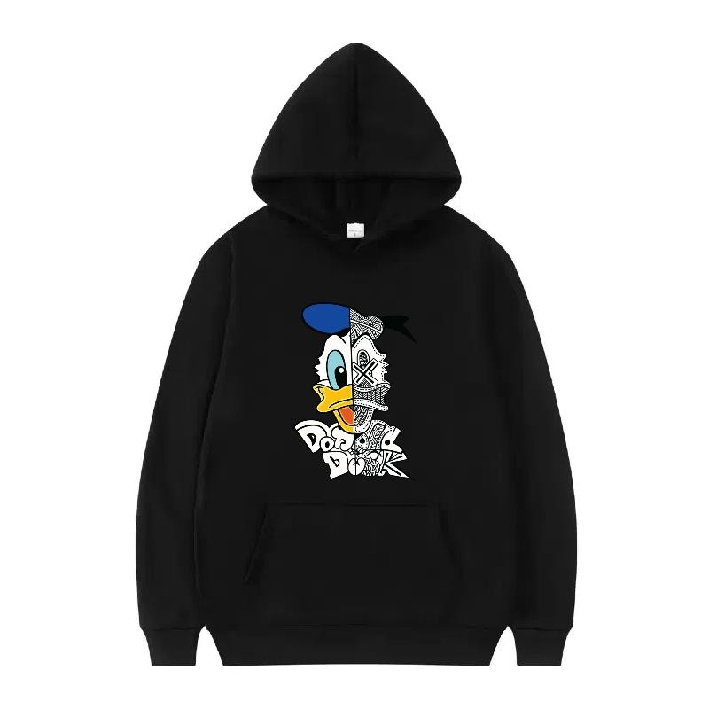 Disney Mickey Mouse Pattern Woman Fleece Casual Loose Black Autumn Tops Clothes Pullovers Ladies Cheap Hoodies Men Sweatshirts