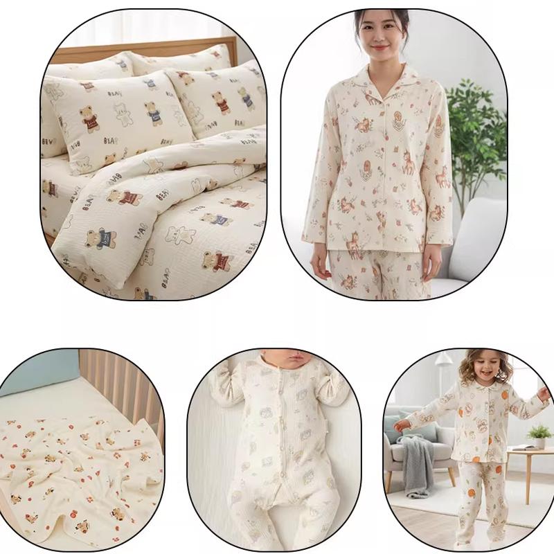 Чистый хлопок двухслойная крепированная ткань для пижам детских одеял постельного белья детской одежды ткани для шитья своими руками ширина 200 см