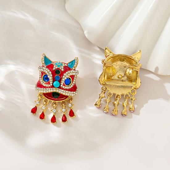 Брошь Сверкающие Стразы Инкрустация Дизайн Просыпающийся Лев Булавка Глянцевое Покрытие Устойчивое к Выцветанию Пальто Свитера Шарфы Сумки Шляпы Значок