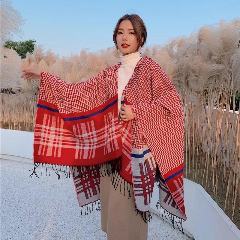 21 Style Big Pendulum Cloak With Hat Arabic Poncho Women Leopard Pocket Shawl Cape Knitted Middle East Split Thick Warm Blanket