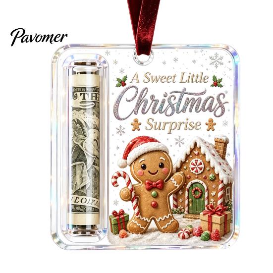 Держатель подарочной карты для Рождественской елки, Денежный ornament, Прозрачный акриловый держатель для денег, Праздничное Рождественское подвесное украшение, Забавные способы Рождества, День рождения