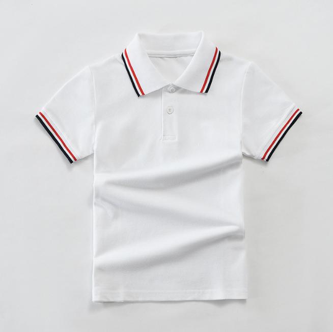 Детская летняя детская одежда с коротким рукавом, средняя и большая детская футболка, хлопковая полосатая рубашка-поло