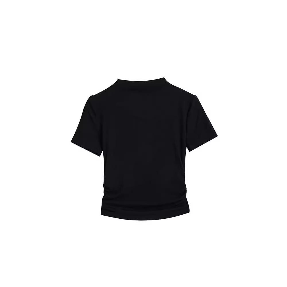 Футболка с коротким рукавом и полуворотником, женская летняя новая рубашка с коротким облегающим топом для студента