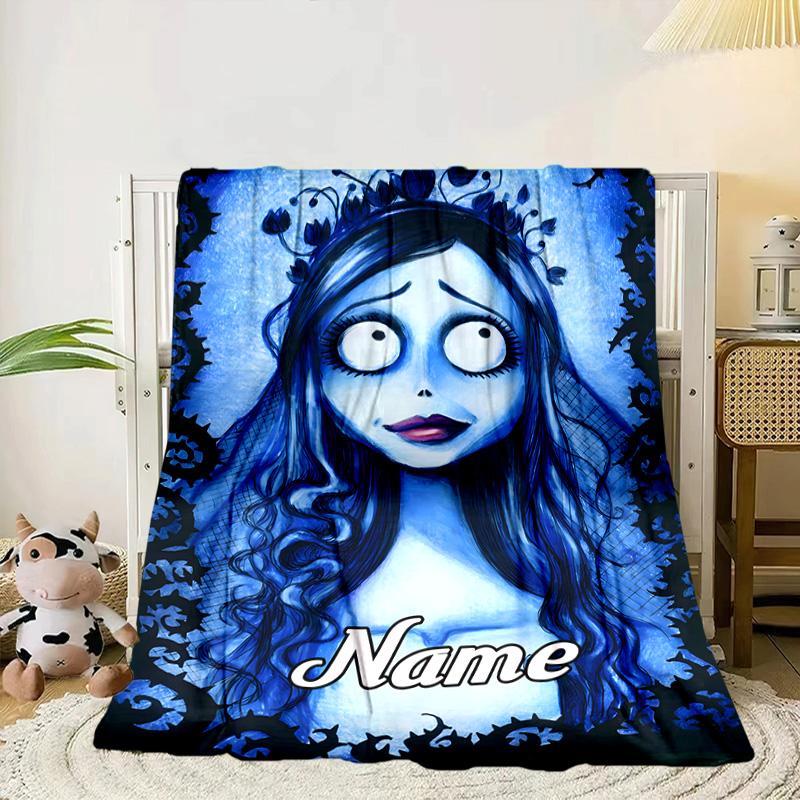 Custom Name Corpse Bride Art Blanket bed sofa Blanket Flannel Blanket for Camping, Hiking, Picnic Essentials,gift for family and friends