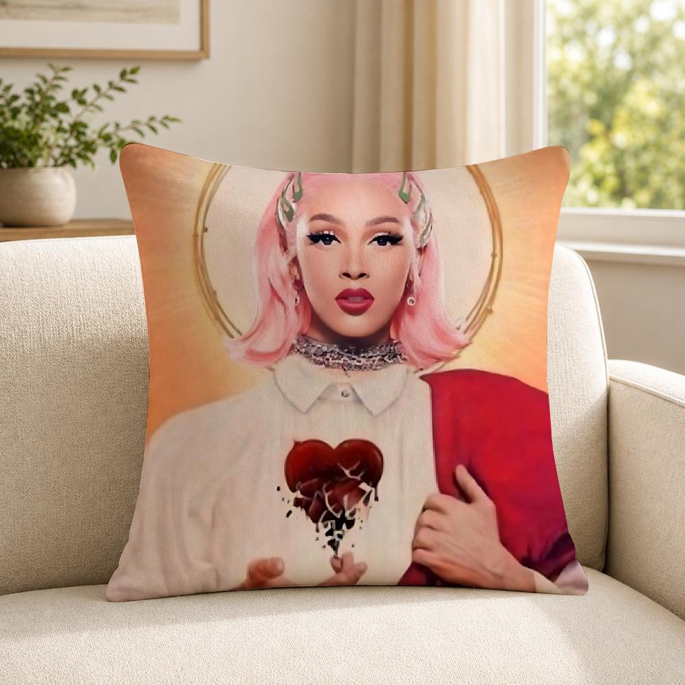 Person DDoja CCat funny Cushion Cover Soft Short Plush SkinFriendly Cushion Case for MultiScene Use