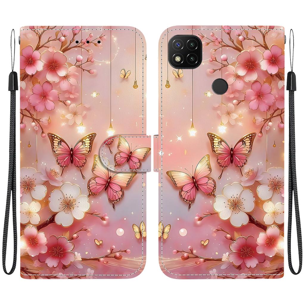 Чехол-книжка из искусственной кожи ручной работы для Redmi 9C / Redmi 9 Activ / Xiaomi Poco C31, противоскользящая противоударная обложка с ремешком на запястье и дизайнами в виде сердца/розы/кошки