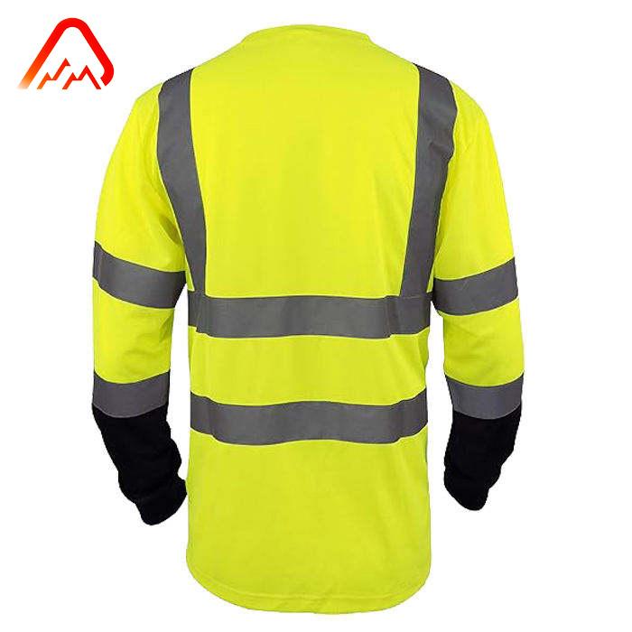 In Stock High Visibility Class 2 Reflective Polyester Safety Shirts Road Work Long Sleeve for Men