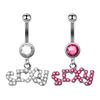"Super Flash Diamond-Studded Stainless Steel English Letter Belly Button Ring - Trendy and Sexy Jewelry"